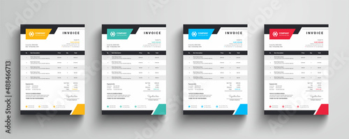 Clean and simple corporate company business invoice template with color variation bundle photo
