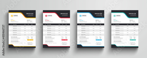 Professional and modern company business invoice with color variation bundle
