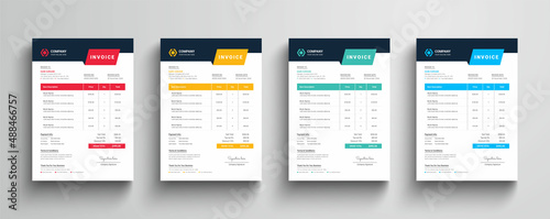Modern and minimal company business invoice template with color variation