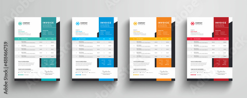 Clean and simple company business invoice template with color variation theme