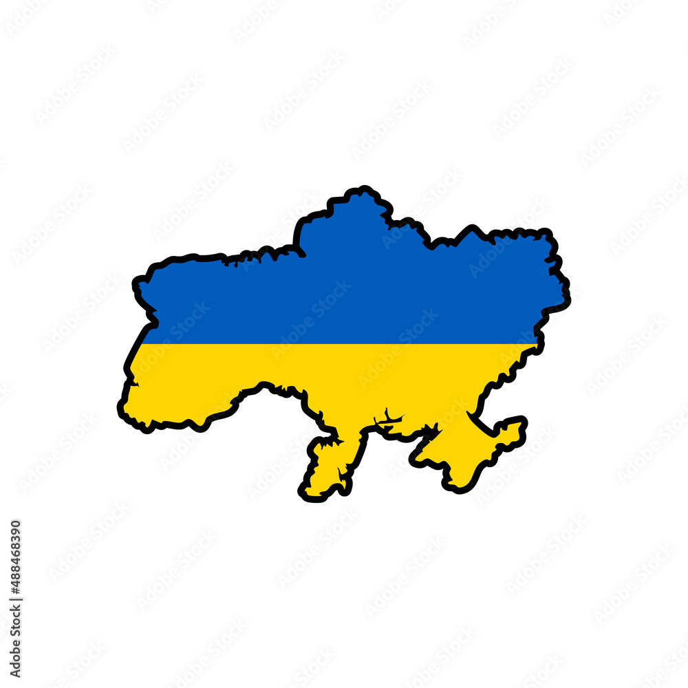 ukraine map flag design vector isolated on white background