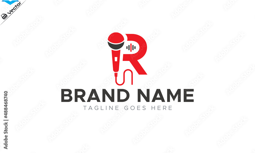 Letter R Podcast logo perfect for recording studio logo Letter R Podcast logo perfect for recording studio logo
