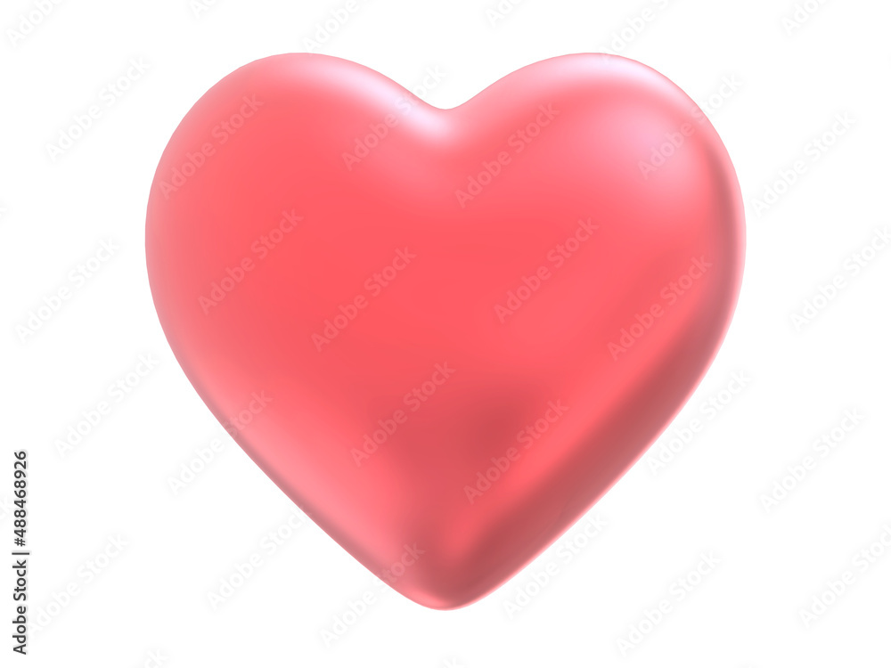 Pink red heart glossy shape isolated on white background with clipping path. Object.