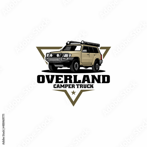 camper truck overland vehicle logo vector