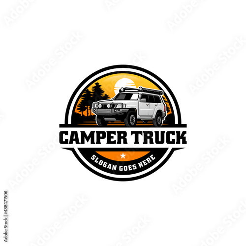 camper truck overland vehicle logo vector
