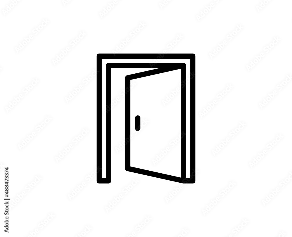 Door icon concept. Single premium editable stroke pictogram perfect for logos, mobile apps, online shops and web sites. Vector symbol isolated on white background. Door icon concept. Single premium editable stroke pictogram perfect for logos, mobile apps, online shops and web sites. Vector symbol isolated on white background.