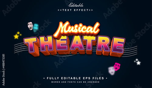 editable 3D musical theatre text effect.perfect for art and theatre banner promotional toola.logo text.typhography logo photo