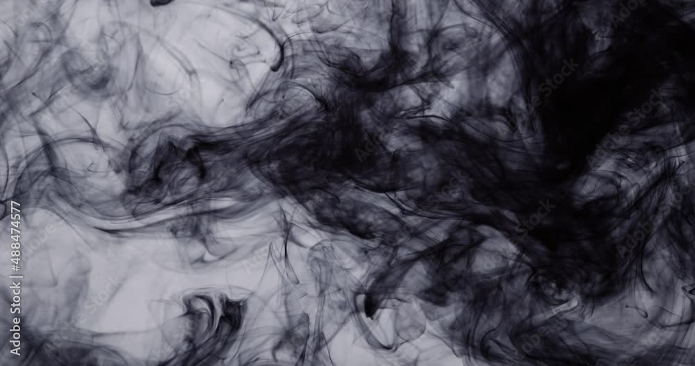 The black ink in the water moves like thick smoke.