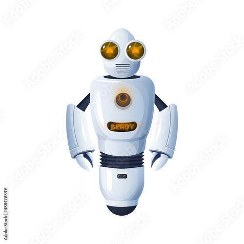 Future robot on one wheel, hands claws isolated robot hi-tech character. Vector modern stylish robotic cyborg, giant robot mechanical sci fi futuristic kids toy, humanoid robot smart helper