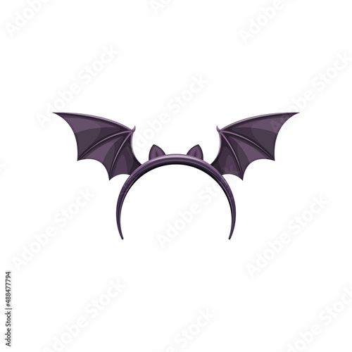 Dark bat wings Halloween creepy headband isolated icon. Vector head hoop with bat mouse ears, hair band party costume element, spooky masquerade accessory. Funny childish decor on Halloween party