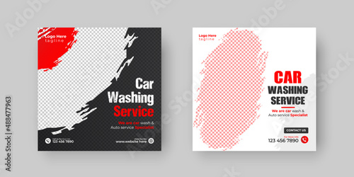 Car wash social media post design and car wash or servicing banner template
