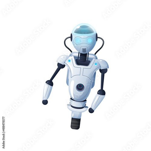 Single wheel robot future house assistant helper isolated futuristic character. Vector modern kids toy, humanoid robotic automation. Artificial intelligence electronic cyborg digital robotic machine