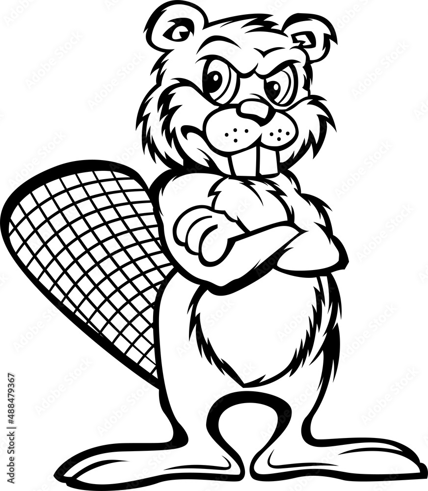 Beavers Mascot For Logo And Tshirts - obrazy, fototapety, plakaty 