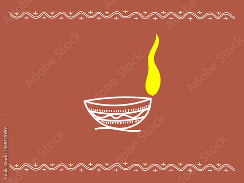 Traditional Indian ornament - a lamp with a burning wick. Favorable pattern.