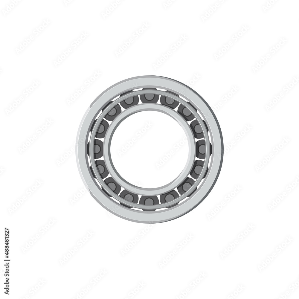 Bearing with spherical surface, raceway and inner ring isolated icon. Vector grease roller, machine detail rotating bearing mechanism with rolling elements spherical balls, engineering machinery gear Bearing with spherical surface, raceway and inner ring isolated icon. Vector grease roller, machine detail rotating bearing mechanism with rolling elements spherical balls, engineering machinery gear