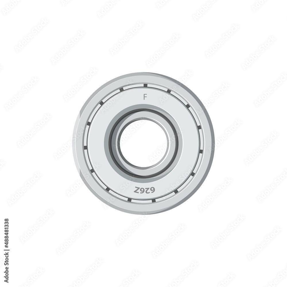 Miniature small diameter ball bearings single shielded isolated 626z detail realistic icon. Vector high carbon chromium steel bearing automation components. Rotary motion mechanism, repair detail Miniature small diameter ball bearings single shielded isolated 626z detail realistic icon. Vector high carbon chromium steel bearing automation components. Rotary motion mechanism, repair detail