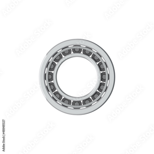 Bearing with spherical surface, raceway and inner ring isolated icon. Vector grease roller, machine detail rotating bearing mechanism with rolling elements spherical balls, engineering machinery gear