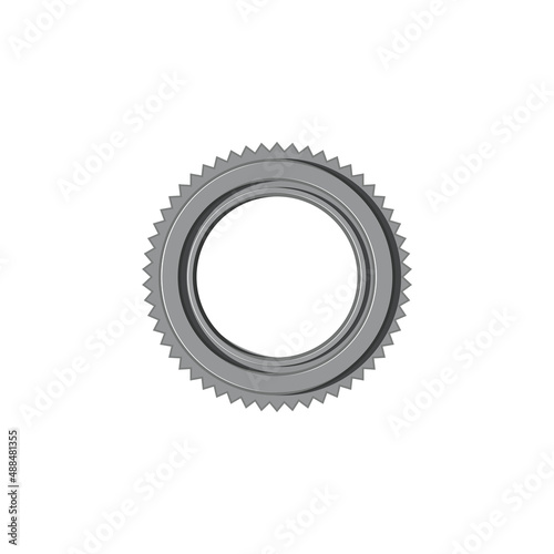 Engineering and machinery gear isolated grease roller automation component icon. Vector rolling mechanism steel industrial wheel, bearings or gasket with tooth, machine element, vehicle spare part