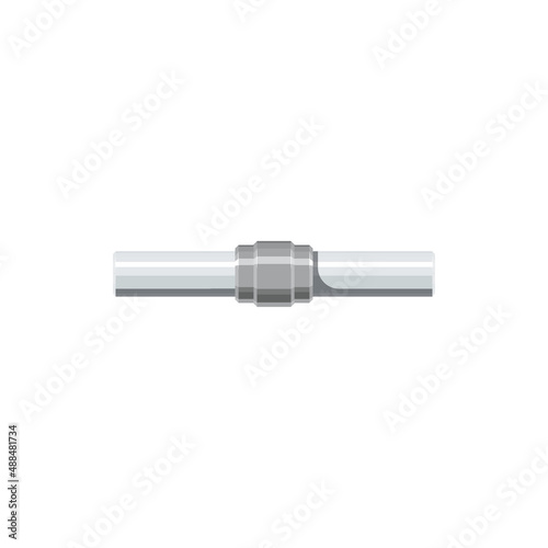 Pusher pins with spring guide automation component with joints, spare part valve isolated realistic icon. Vector automobile repair detail, hose connector. Vehicle repair fixing object tube with joints