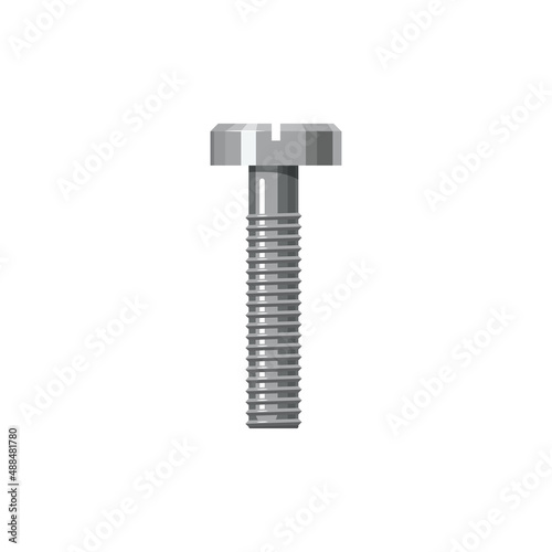 Grade stainless steel bolt, fixing and fastening object isolated realistic icon. Vector automation component, stainless steel cap head bolt building and repair, construction detail, fixing unit screw