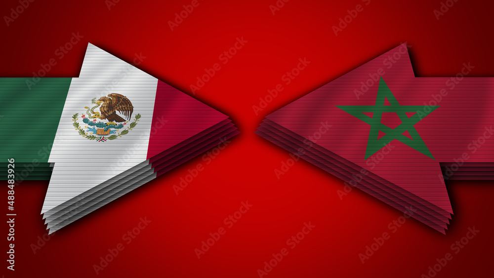 Morocco vs Mexico Arrow Flags – 3D Illustration Morocco vs Mexico Arrow Flags – 3D Illustration