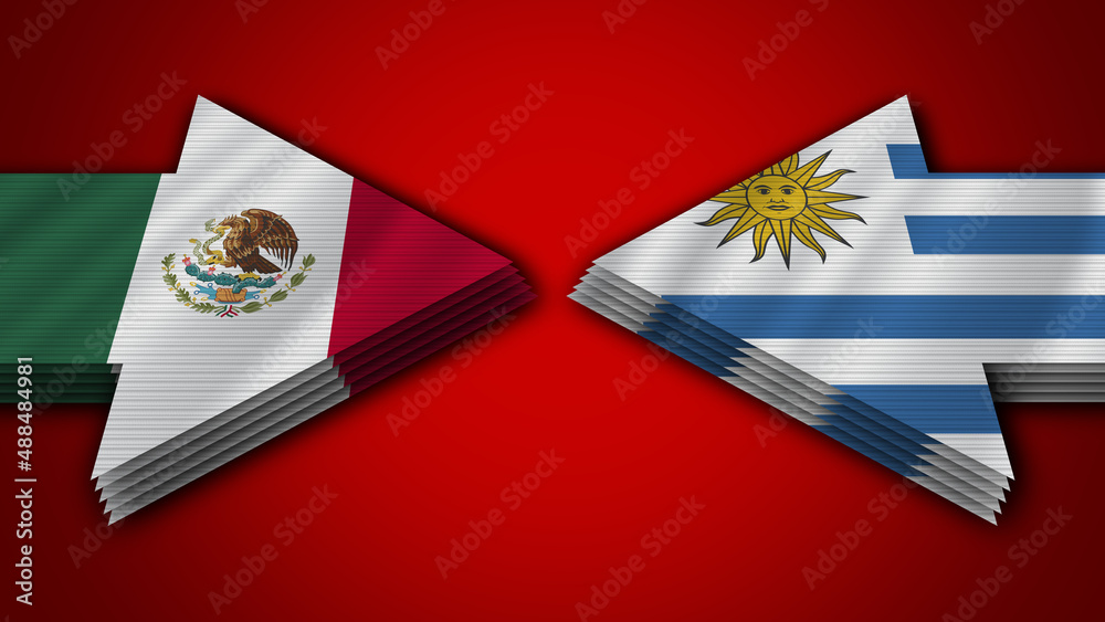 Uruguay vs Mexico Arrow Flags – 3D Illustration