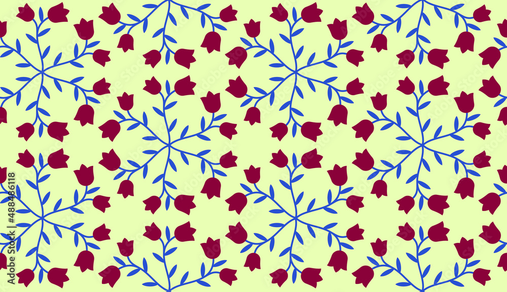 Seamless pattern with Campanula (Platycodon) flowers. Endless floral texture. Vector colorful illustration. Seamless pattern with Campanula (Platycodon) flowers. Endless floral texture. Vector colorful illustration.