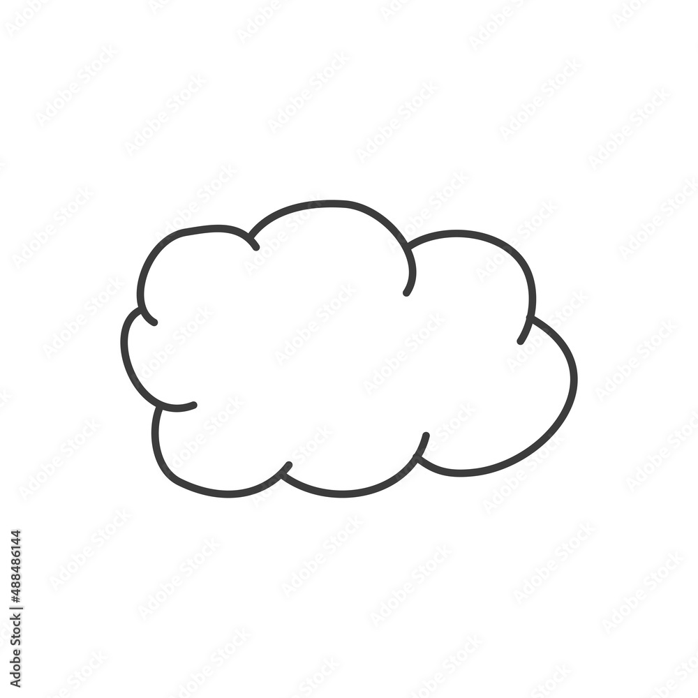 Empty hand drawn cloud for notes isolated outline icon. Vector talk chat doodle, announcement information cloud, dialogue or conversation sign. Dialog communication message box, chatting memo