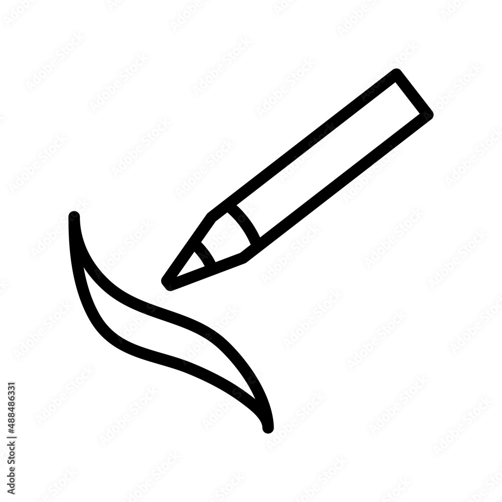 Fototapeta premium Cosmetics flat line icon. Outline sign makeup pencil for mobile concept and web design, store