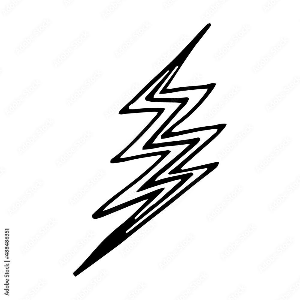 lightning hand drawn doodle, vector. icon, sticker. lightning hand drawn doodle, vector. icon, sticker.