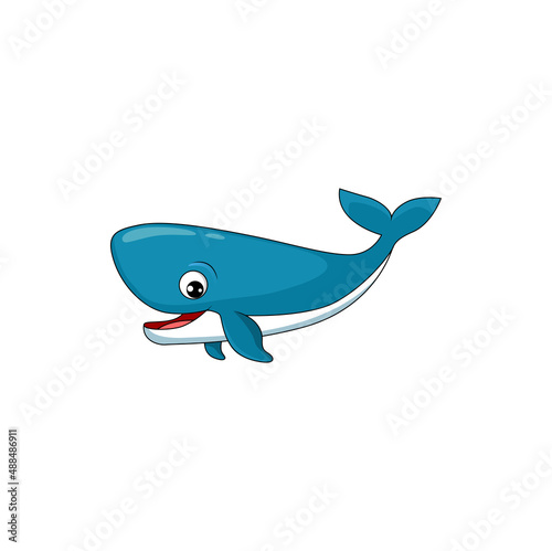 Cachalot biggest toothed whale predator isolated kids animated cartoon character. Vector sperm whale underwater marine animal personage, large marine sperm fish. Sea aquatic creature emoji emoticon
