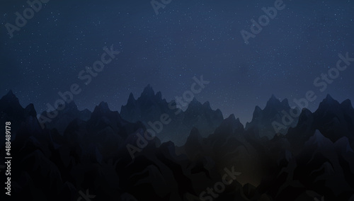 night sky night view with mountains