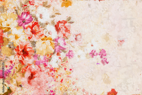 Abstract beautiful oil painting flower vintage illustration