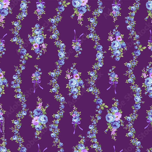 Beautiful rose vertical stripe seamless pattern,