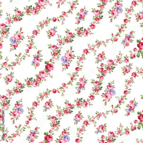 Beautiful rose vertical stripe seamless pattern,