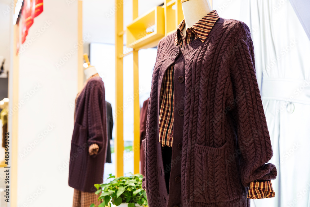 Fototapeta premium Fashion dresses, Fashionable women's dresses are in the mall