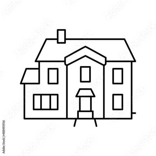single family house line icon vector illustration