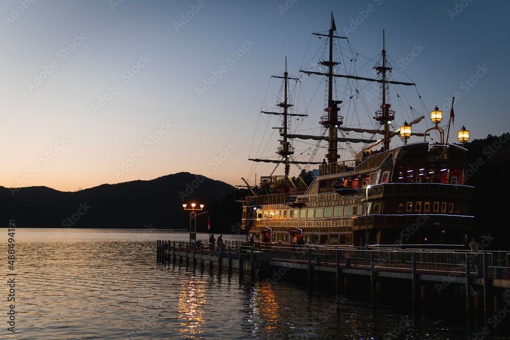 ship at sunset