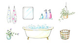 バスルームの水彩イラスト アナログ手描き