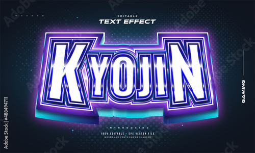 Editable E-sport Text Style with Glowing Blue and Purple Neon Effect