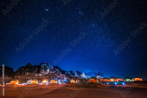 Night sky in Wadi Rum mountain in Jordan