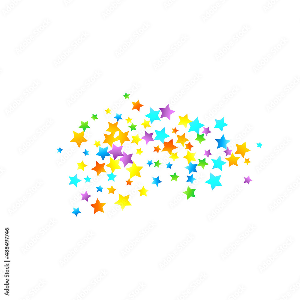 Rainbow Festive Confetti. Carnival Star Falling.