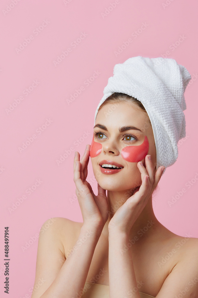 portrait woman patches rejuvenation skin care fun close-up Lifestyle portrait woman patches rejuvenation skin care fun close-up Lifestyle