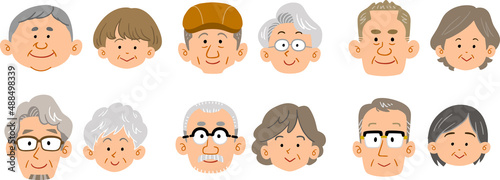 6種類のシニア夫婦の表情
