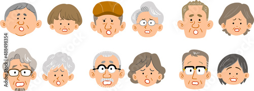 6種類のシニア夫婦の表情 困惑
