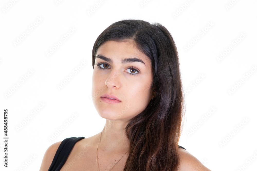 cute beautiful woman with nude makeup face and healthy shine skin portrait looking cute beautiful woman with nude makeup face and healthy shine skin portrait looking