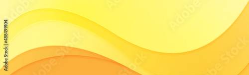 Bright yellow elegant minimal waves abstract background. Vector banner design