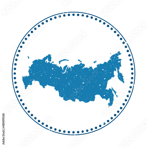 Russia sticker. Travel rubber stamp with map of country, vector illustration. Can be used as insignia, logotype, label, sticker or badge of Russia.