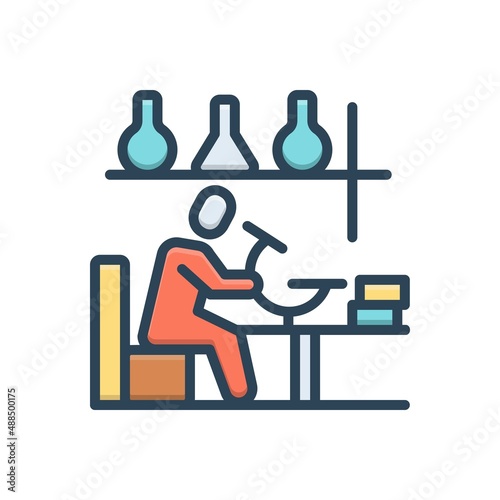 Color illustration icon for scientist