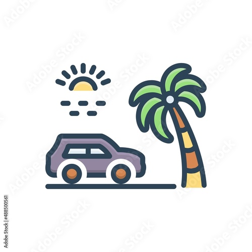 Color illustration icon for somewhere